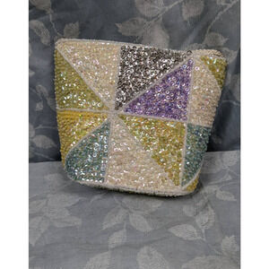 Vintage 90s Pastel Geometric Sequin Bucket Purse